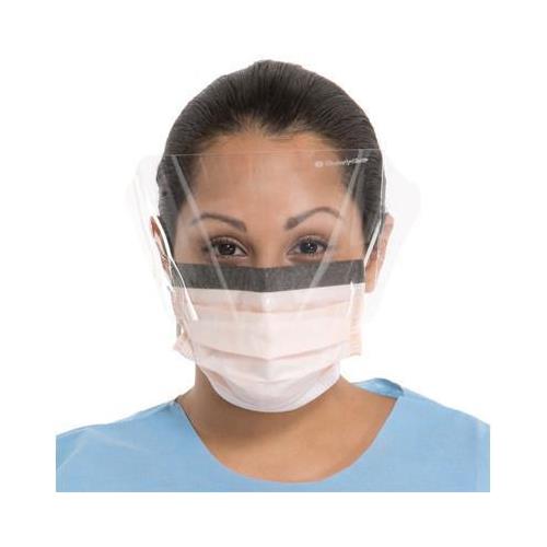Halyard Health 47147 Fluidshield ASTM Level 3 Earloop Mask With Visor Peach 25/Bx Halyard Health 47147 Fluidshield ASTM Level 3 Earloop Mask With Visor Peach 25/Bx